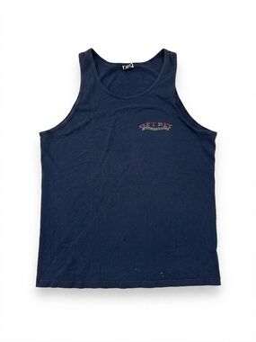 Get Bit Bluewater Hunters Tank Top Large Navy Blue Skull Marlin‎ Shark USA Made